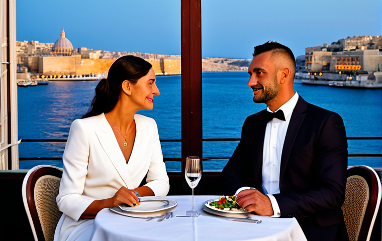 몰타 레스토랑 추천 - Valletta Harbour View**
"A professional couple enjoys a fine dining experience at a restaurant over...