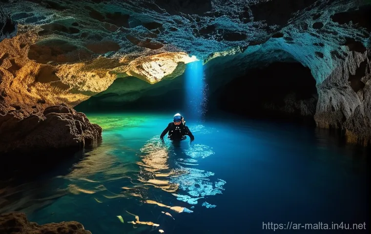 몰타 다이빙 명소 - **Prompt 2: Discovering the Historic Um El Faroud Shipwreck**
    "An experienced diver, clad in ful...