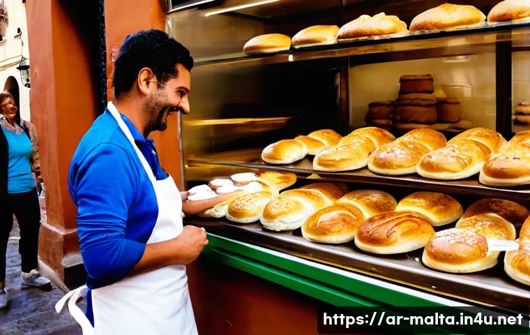 몰타 지중해 요리 특성 - **Prompt 1: A Vibrant Maltese Bakery Scene**
"A bustling, warm, and inviting Maltese bakery. In ...